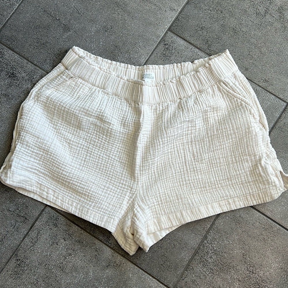 Cream Gauze Shorts